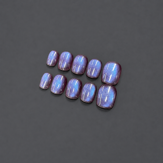 Purple Haze – Lavender Pearl Cat Eye Press-On Nails