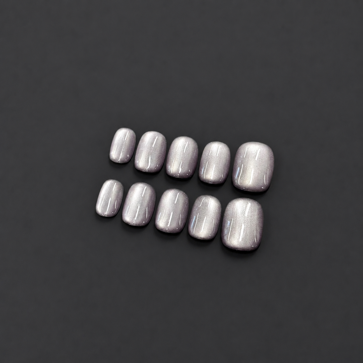 Lavender Pearl Cat Eye Nails - Short Square Purple Press-On Nails