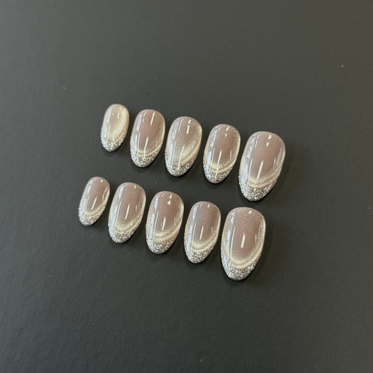 Rosé Glow – Champagne Glitter French Press-On Nails