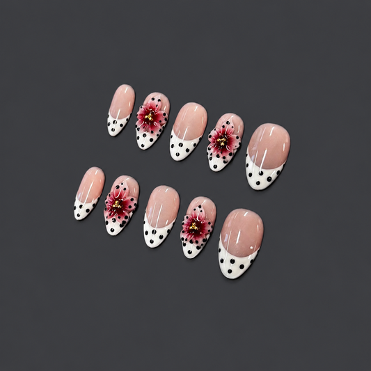 Pink Picnic – Pink Polka Dot French Press-On Nails