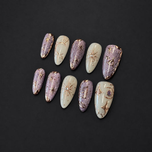 Moonlight – Purple Celestial Chrome Press-On Nails