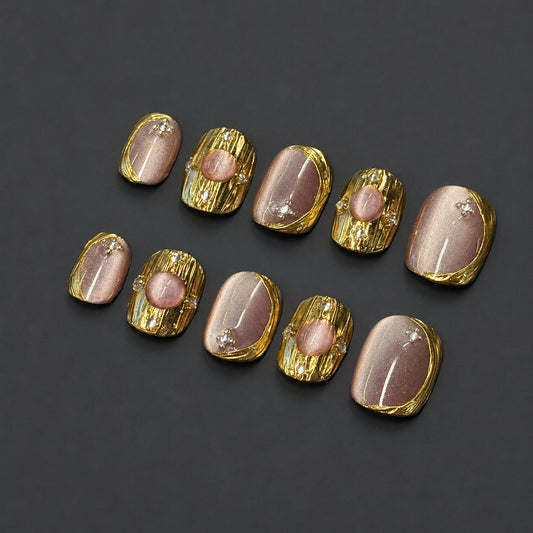 Opaline – Rose Gold Pearl Press-On Nails