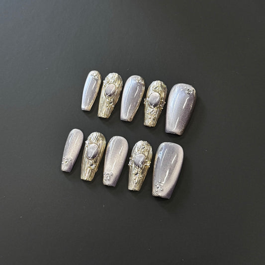 Lavender – Lavender Pearl Cat Eye Press-On Nails