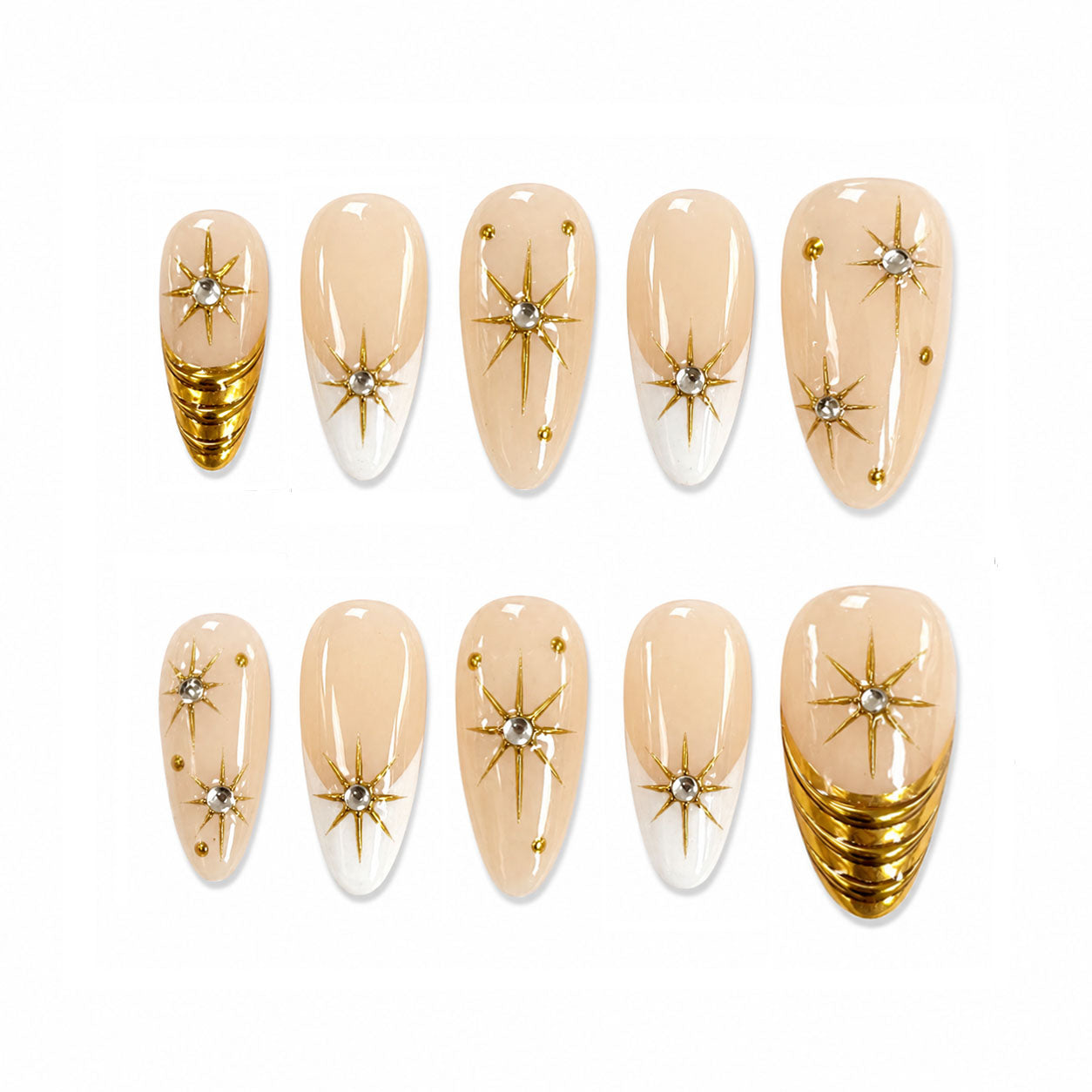 Celestial Gold French Nails, Handmade Press-on Nails