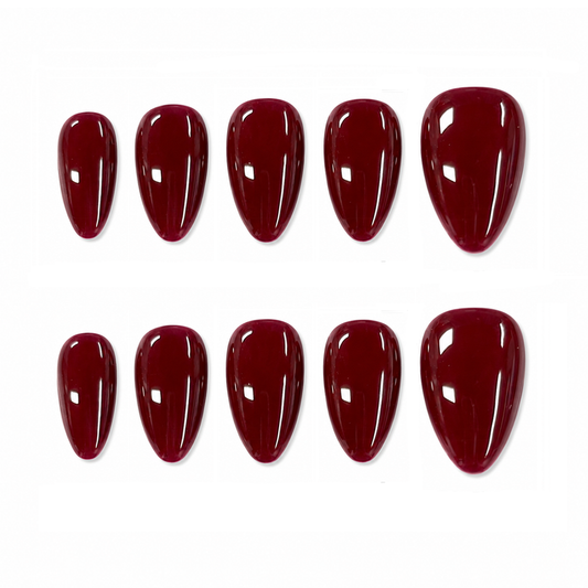 After Dark – Dark Red Almond Press-On Nails
