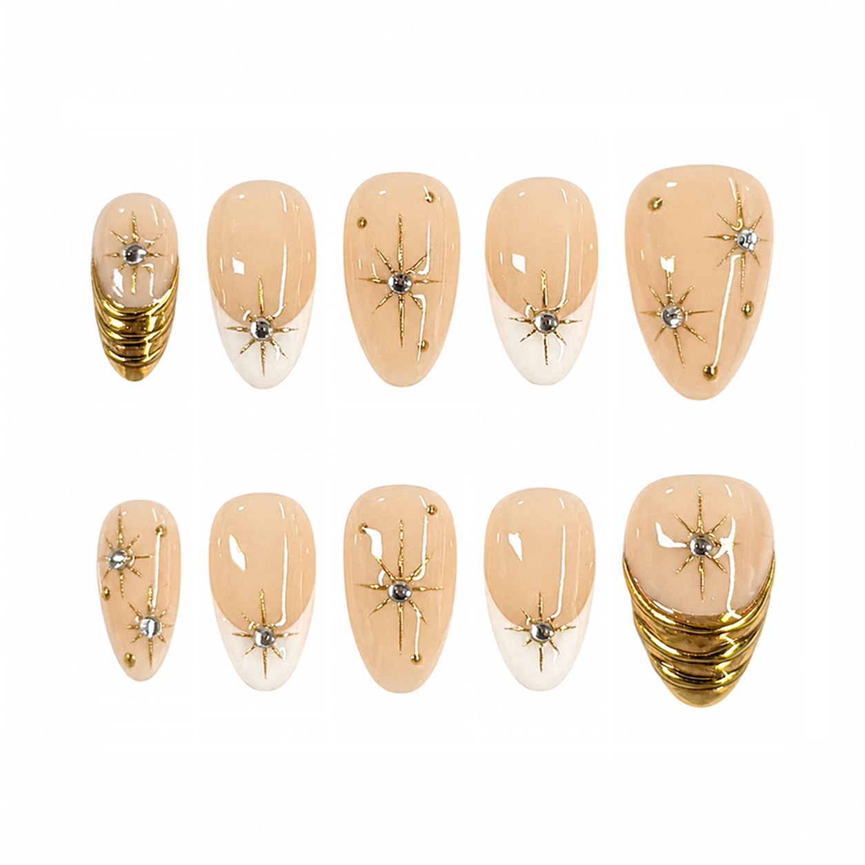 Celestial Gold Nails, Short Almond Press-on Nails