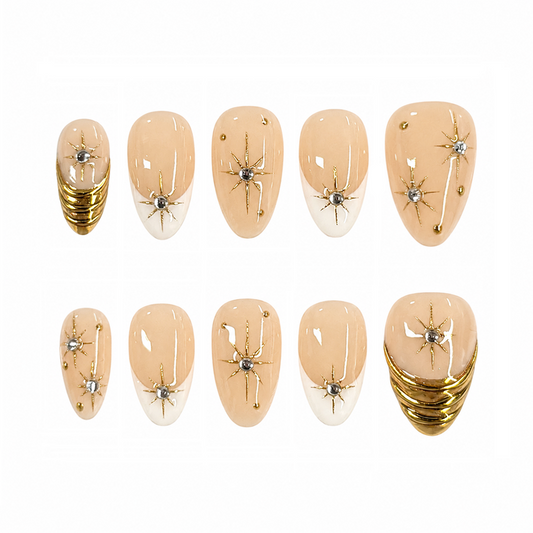 Celestial Gold Nails, Short Almond Press-on Nails