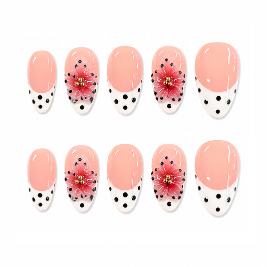 Pink Picnic – Pink Polka Dot French Press-On Nails