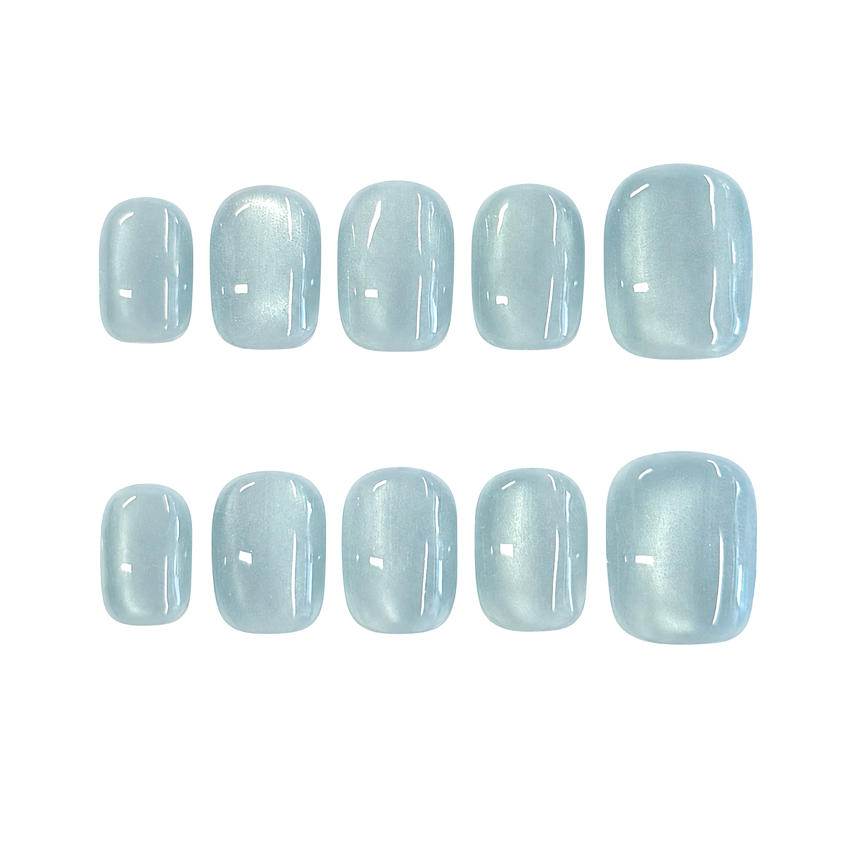 Baby Blue Pearl Cat Eye Nails - Short Square Press-On Nails