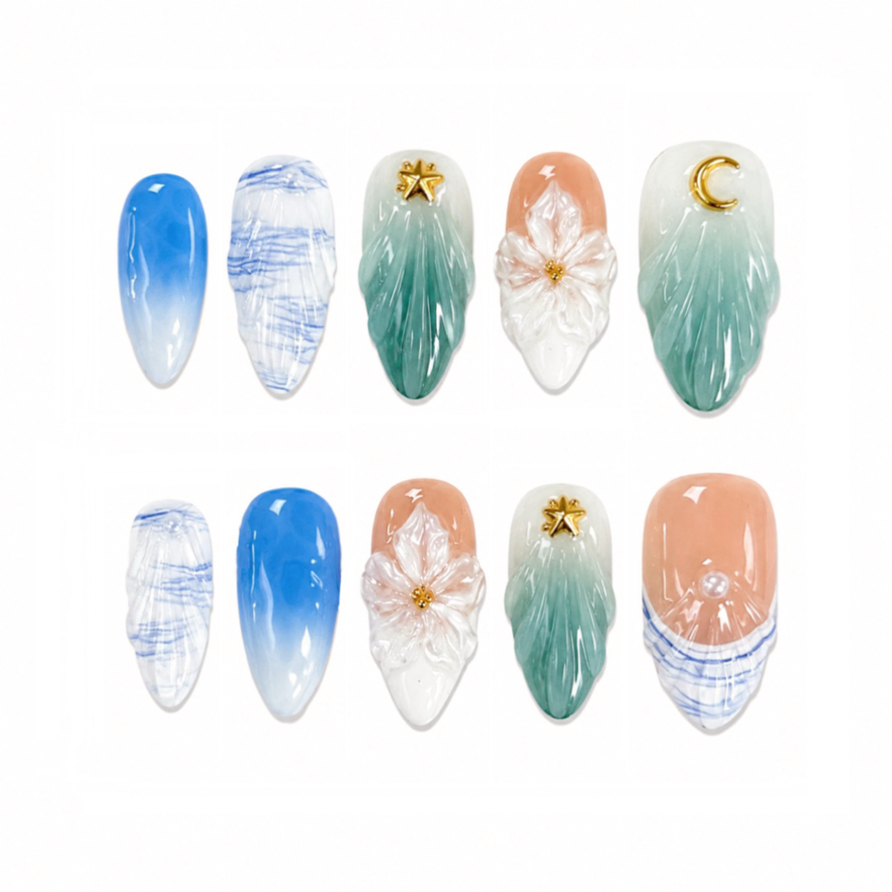 Ocean Bloom Mermaid Nails
