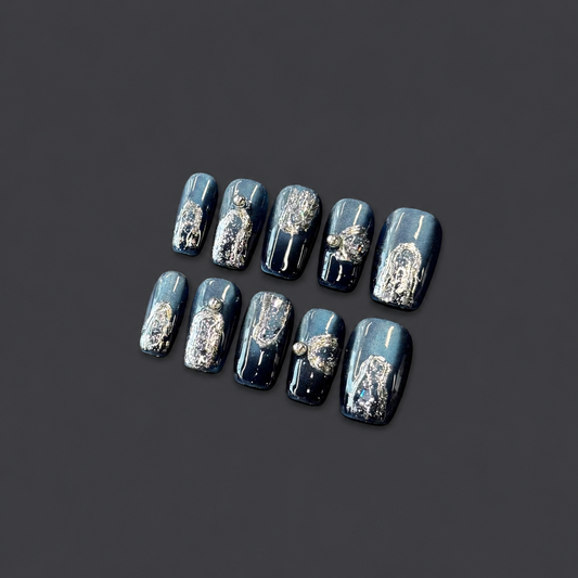 Blue Solider – Sapphire Blue Chrome Press-On Nails