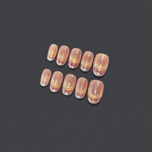 Ballet Slipper – Blush Pink Glitter Press-On Nails