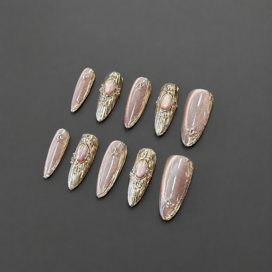 Tortoiseshell – Nude Tortoiseshell Floral Press-On Nails