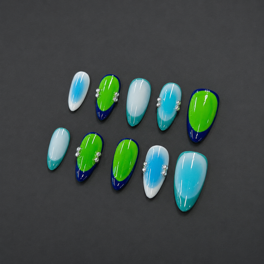 Blue Lagoon – Blue Green Aura French Press-On Nails