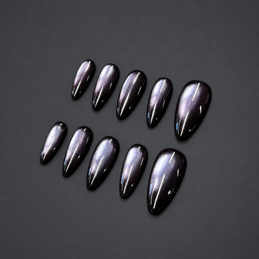Nightshade – Black Purple Cat Eye Press-On Nails