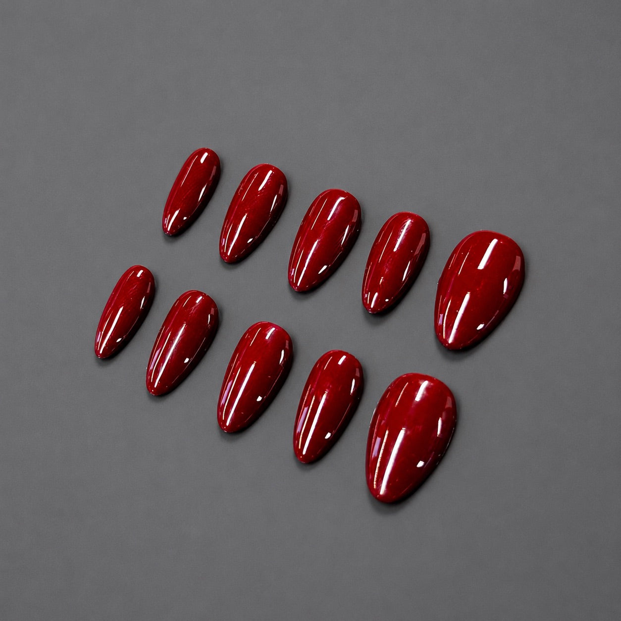 Classic Burgundy Almond Nails | Deep Red Glossy Press-On Nails