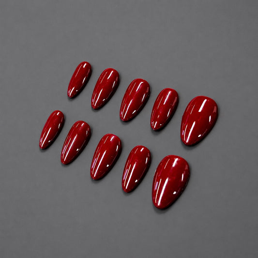 After Dark – Dark Red Almond Press-On Nails