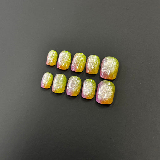 Fruit Punch – Colorful Aura Glitter Press-On Nails