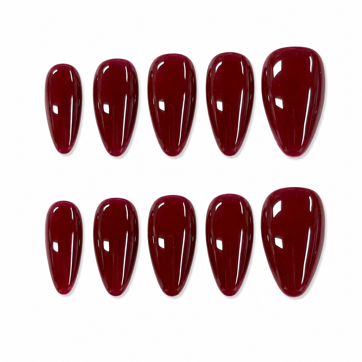 Classic Burgundy Almond Nails | Deep Red Glossy Press-On Nails