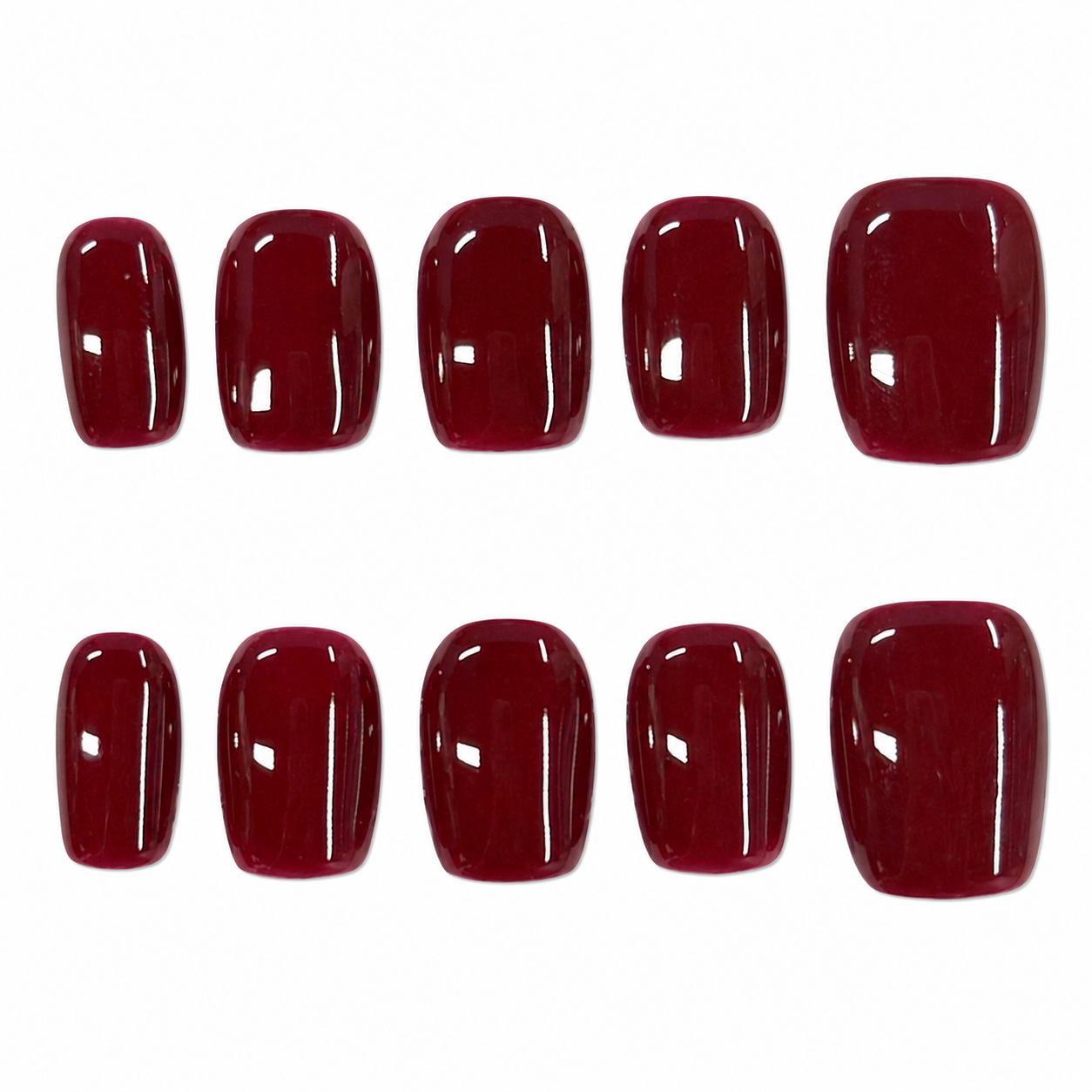Classic Burgundy Short Square Nails | Deep Red Glossy Press-On Nails