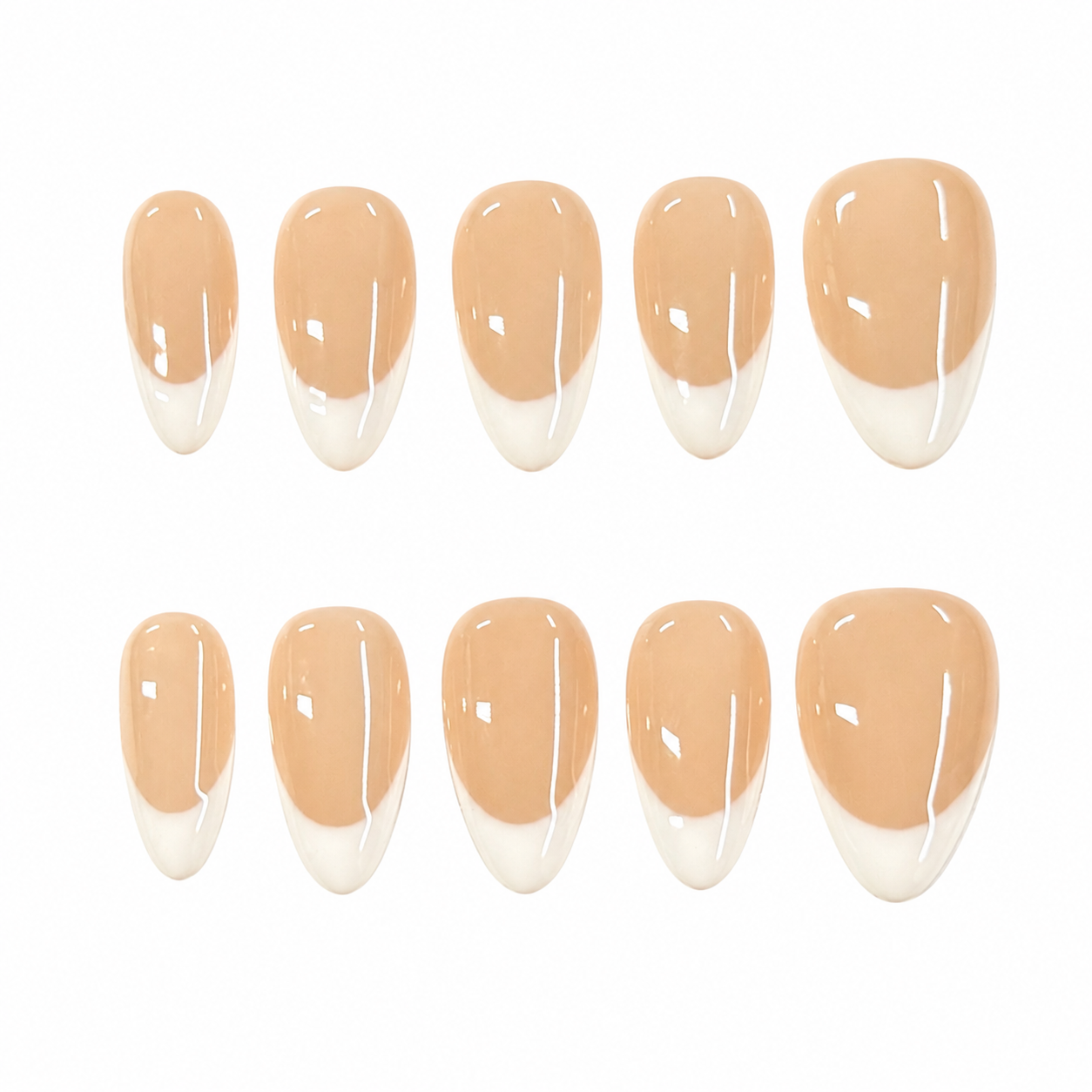 Soft Nude French Almond Nails | Natural White Tip Press-On Nails