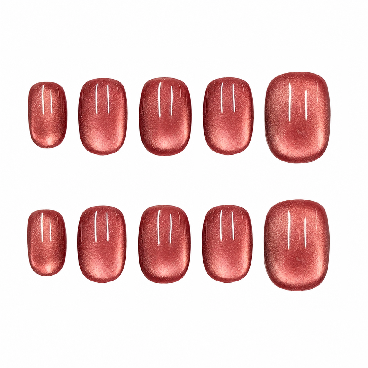 Rose Ember – Rosy Metallic Cat Eye Press-On Nails