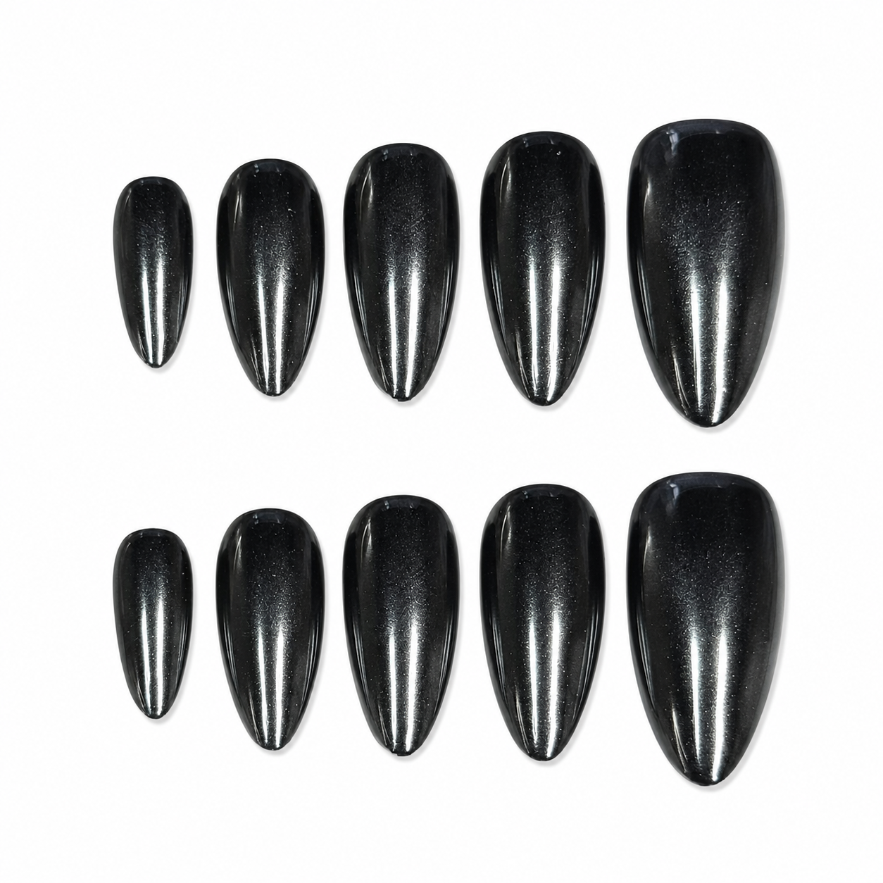 Black Cat-Eye Almond Press-On Nails