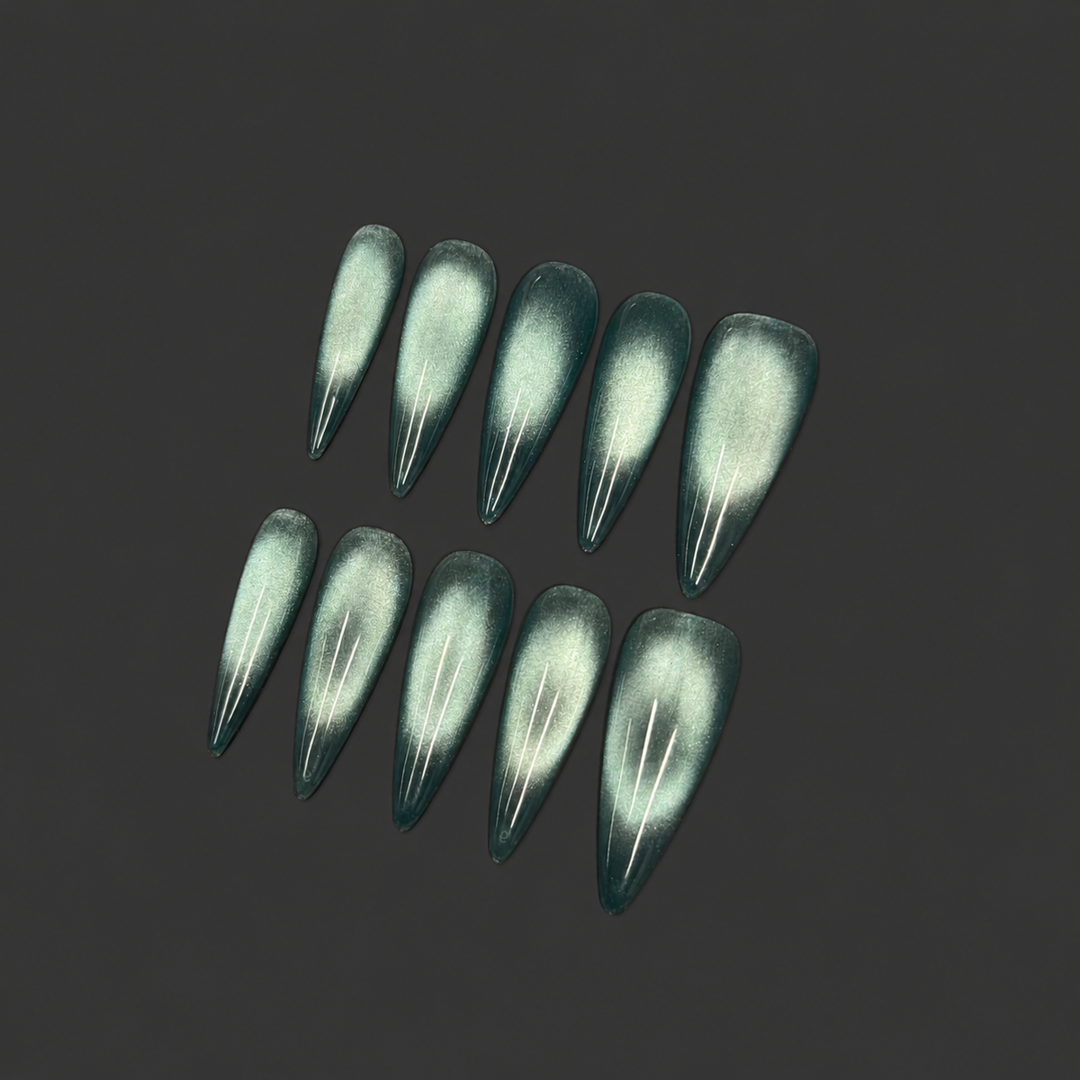 Aqua Cat-Eye Stiletto Press-On Nails