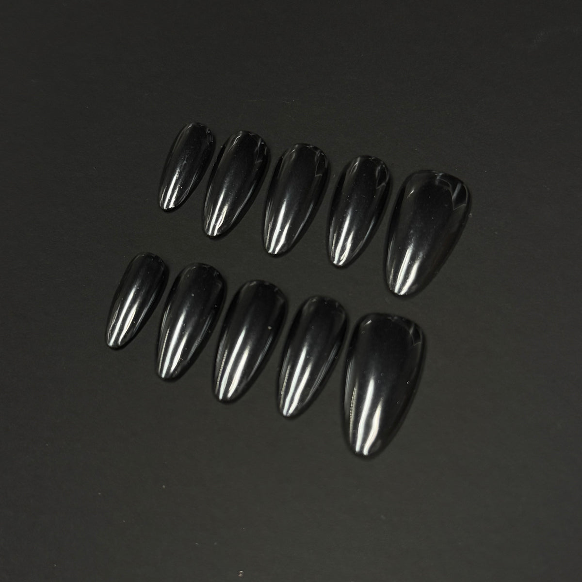 Black Cat-Eye Almond Press-On Nails
