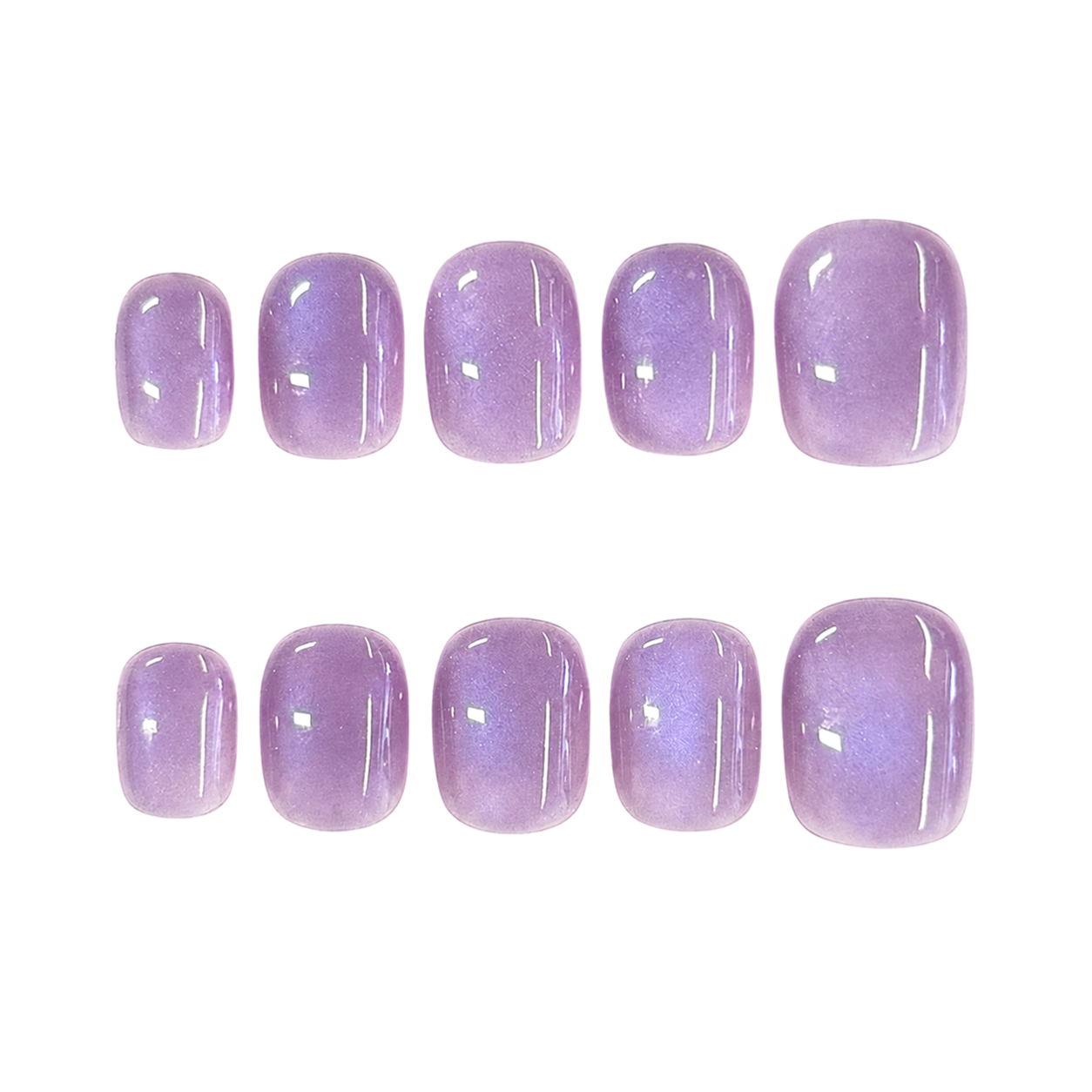 Lavender Pearl Cat Eye Nails | Short Square Purple Press-On Nails