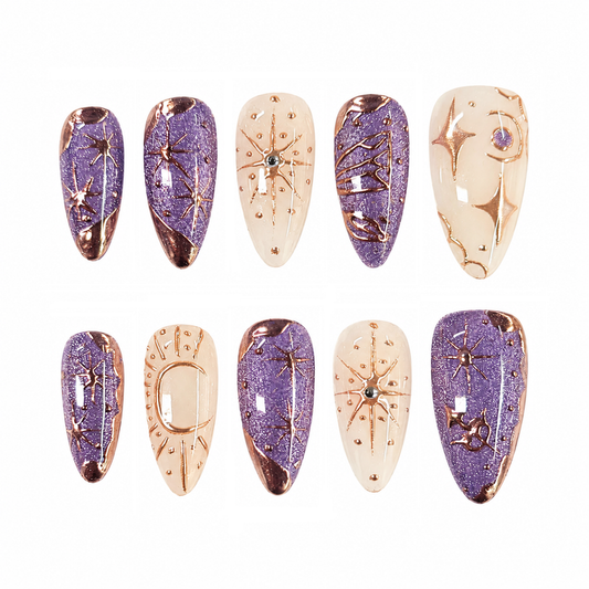 Moonlight – Purple Celestial Chrome Press-On Nails
